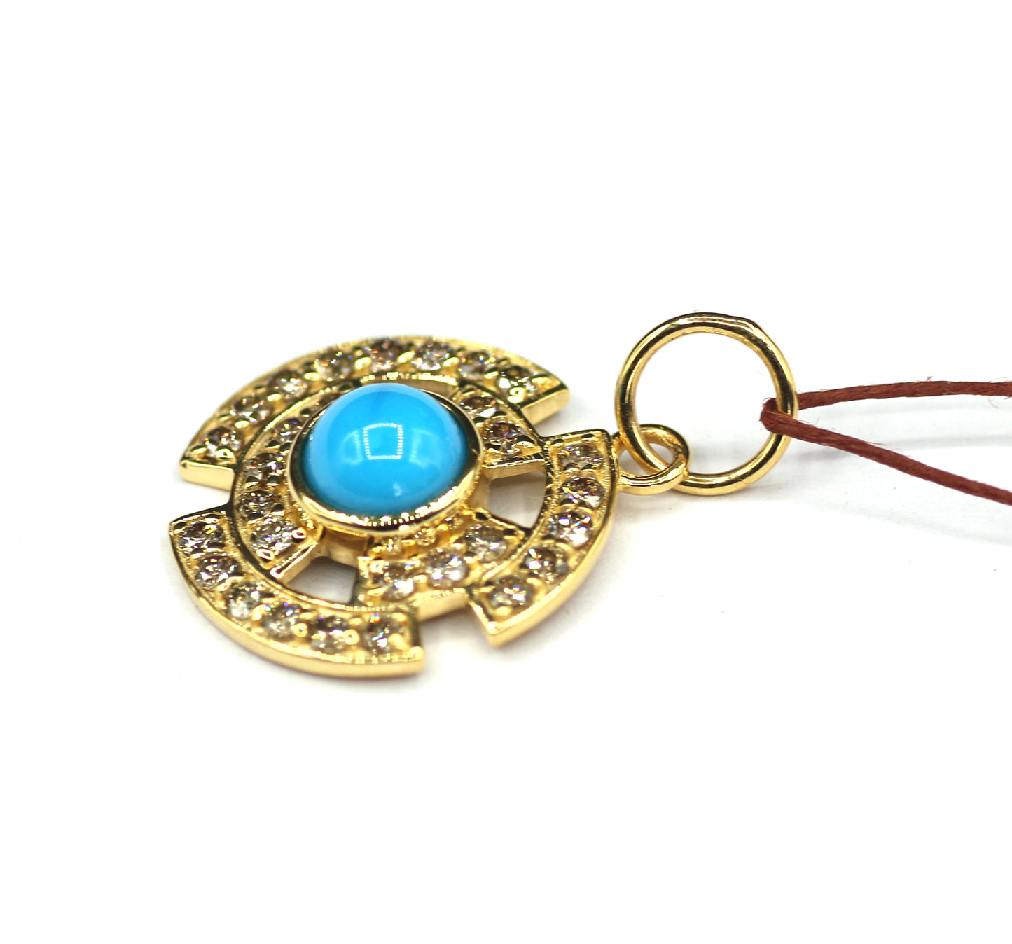 Round 14k Solid Gold Diamond Pendant