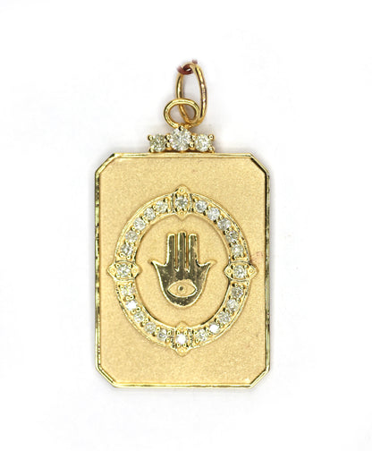 Dog Tag 14k Solid Gold Diamond Pendant