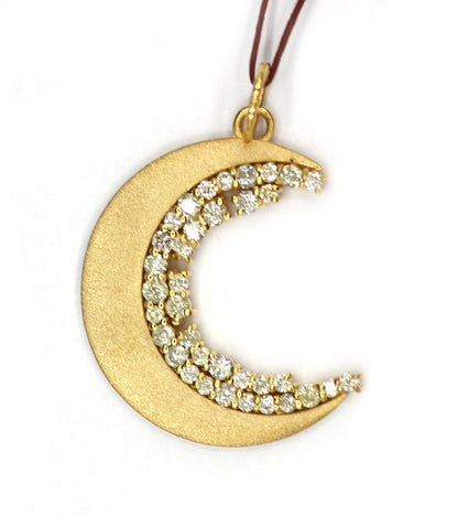 Moon 14k Solid Gold Diamond Pendant