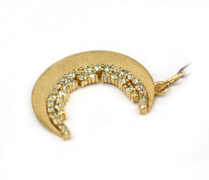 Moon 14k Solid Gold Diamond Pendant