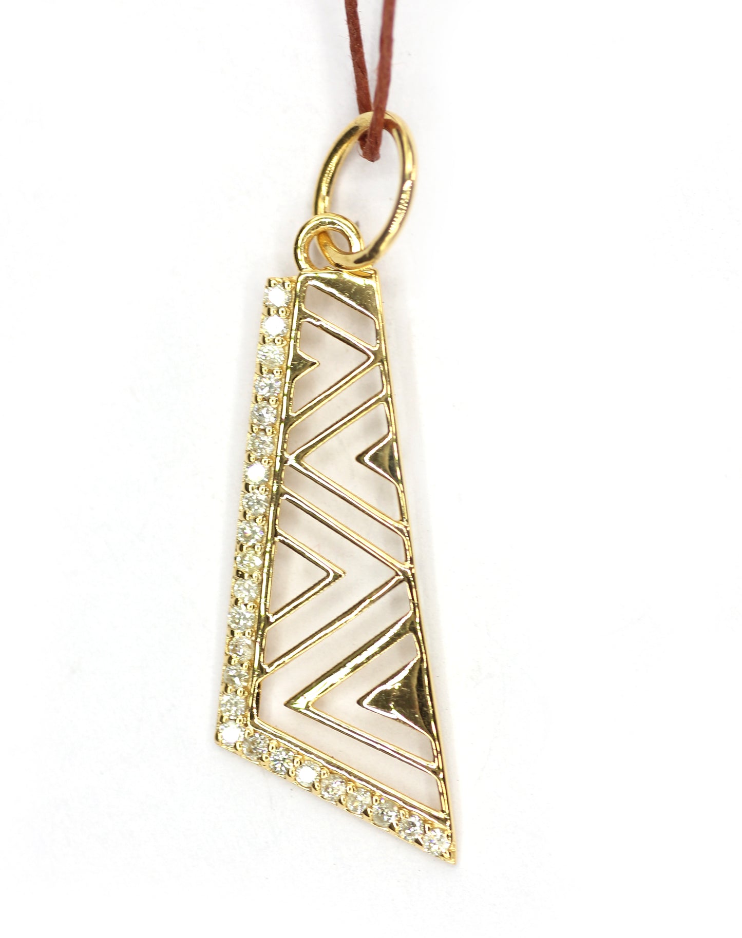 Multi Line 14k Solid Gold Diamond Pendant
