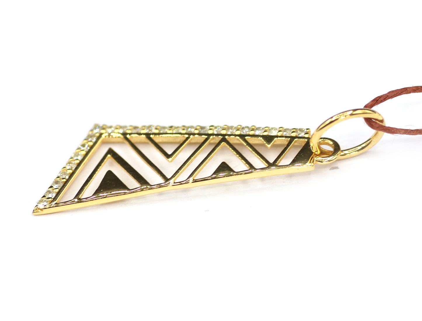 Multi Line 14k Solid Gold Diamond Pendant