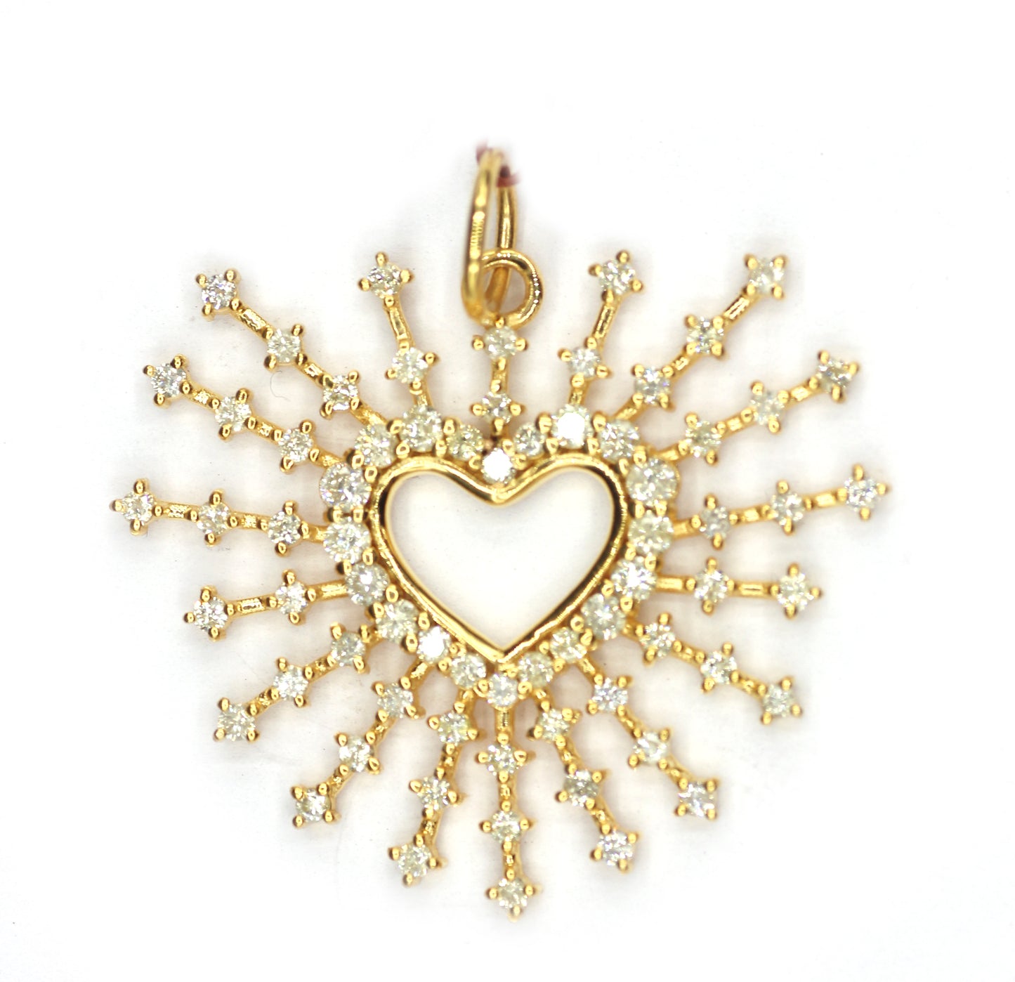 Heart Shape 14k Solid Gold Diamond Pendant