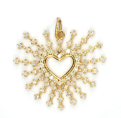 Heart Shape 14k Solid Gold Diamond Pendant