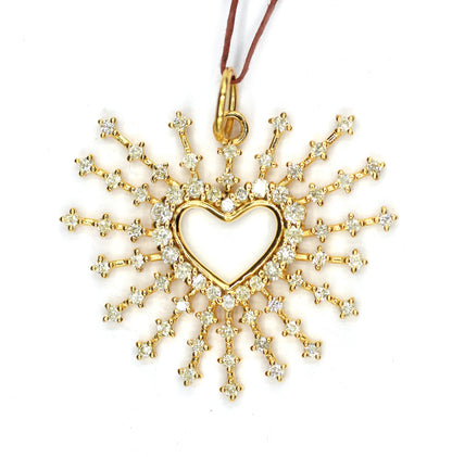 Heart Shape 14k Solid Gold Diamond Pendant