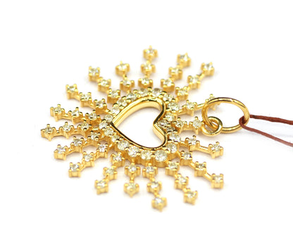 Heart Shape 14k Solid Gold Diamond Pendant