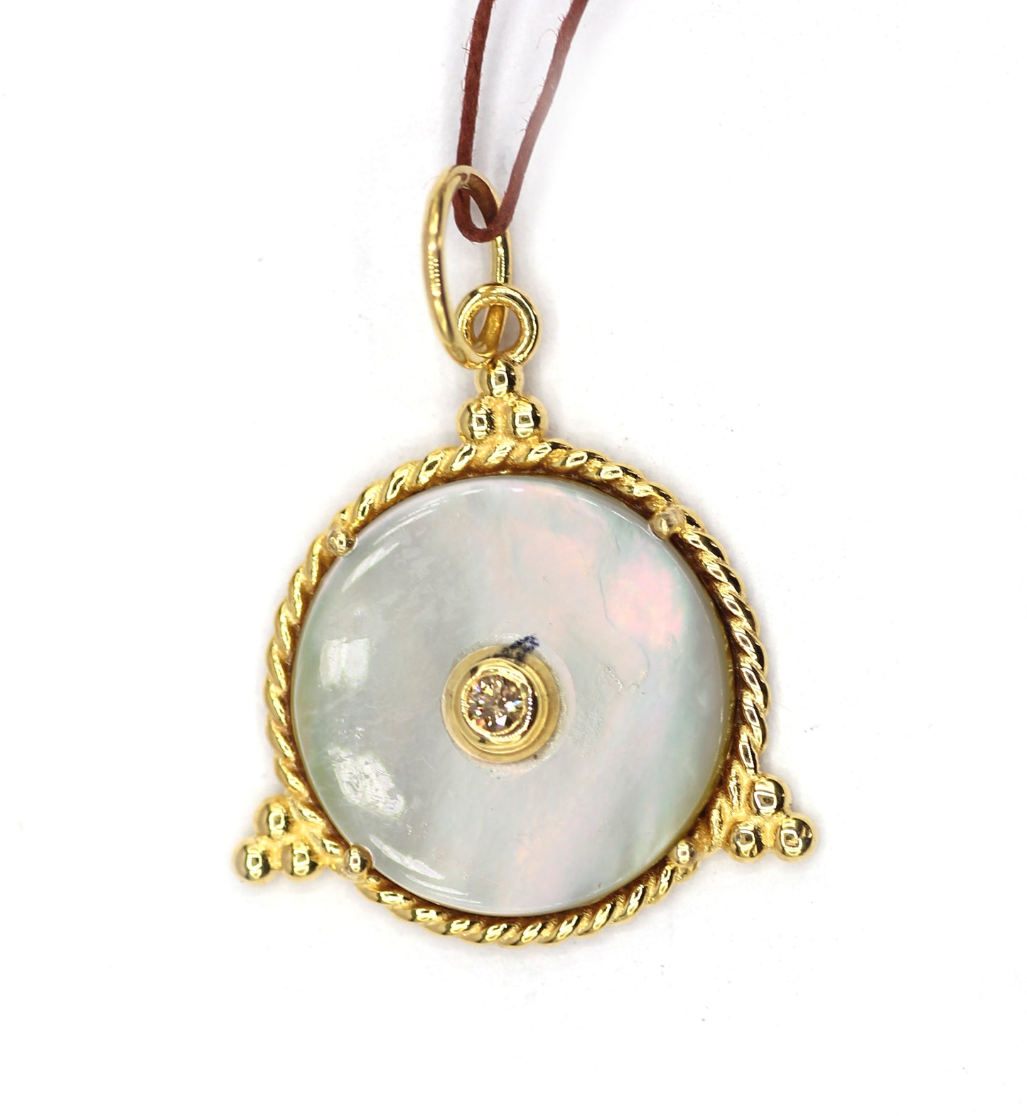 Pearl 14k Solid Gold Diamond Pendant