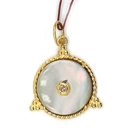 Pearl 14k Solid Gold Diamond Pendant
