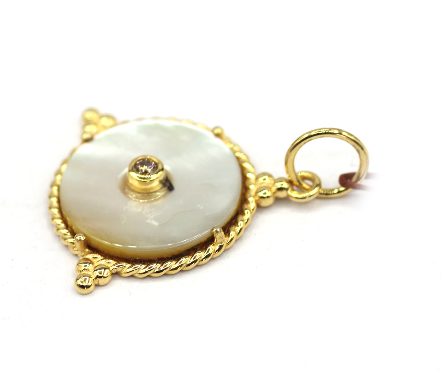 Pearl 14k Solid Gold Diamond Pendant