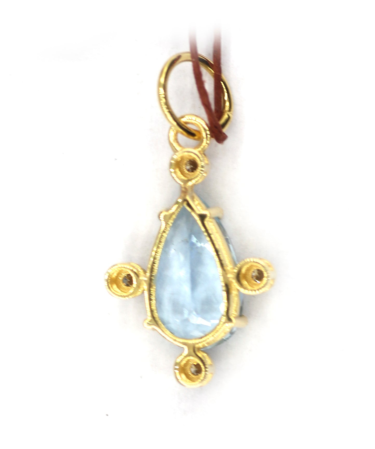 Aquamarine 14k Solid Gold Diamond Pendant