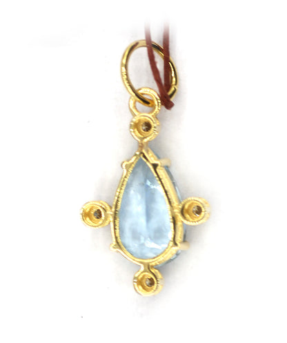 Aquamarine 14k Solid Gold Diamond Pendant