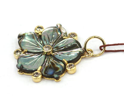 Black Pearl 14k Solid Gold Diamond Pendant