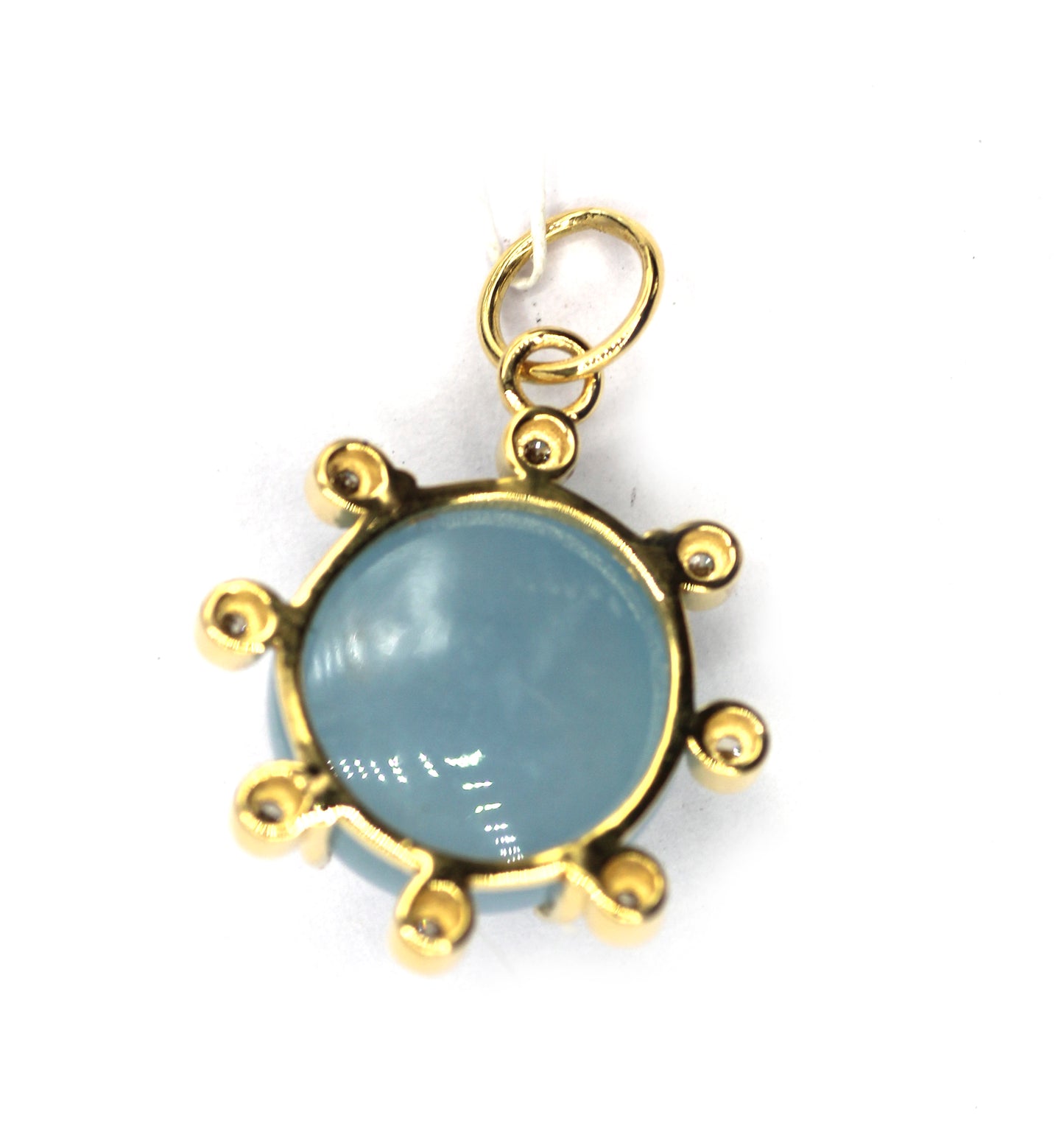 Aquamarine 14k Solid Gold Diamond Pendant