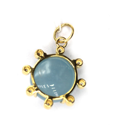 Aquamarine 14k Solid Gold Diamond Pendant