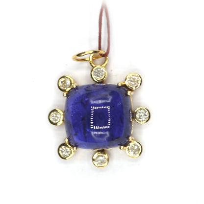 Tanzanite 14k Solid Gold Diamond Pendant
