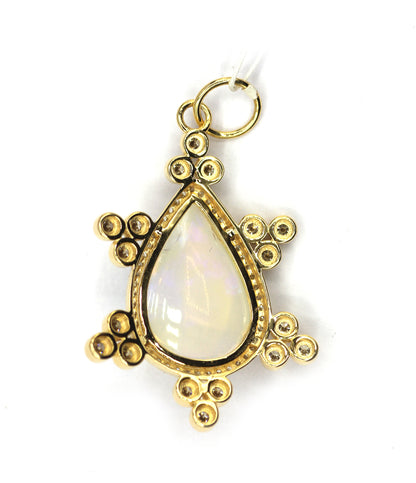 Ethiopian Opal 14k Solid Gold Diamond Pendant