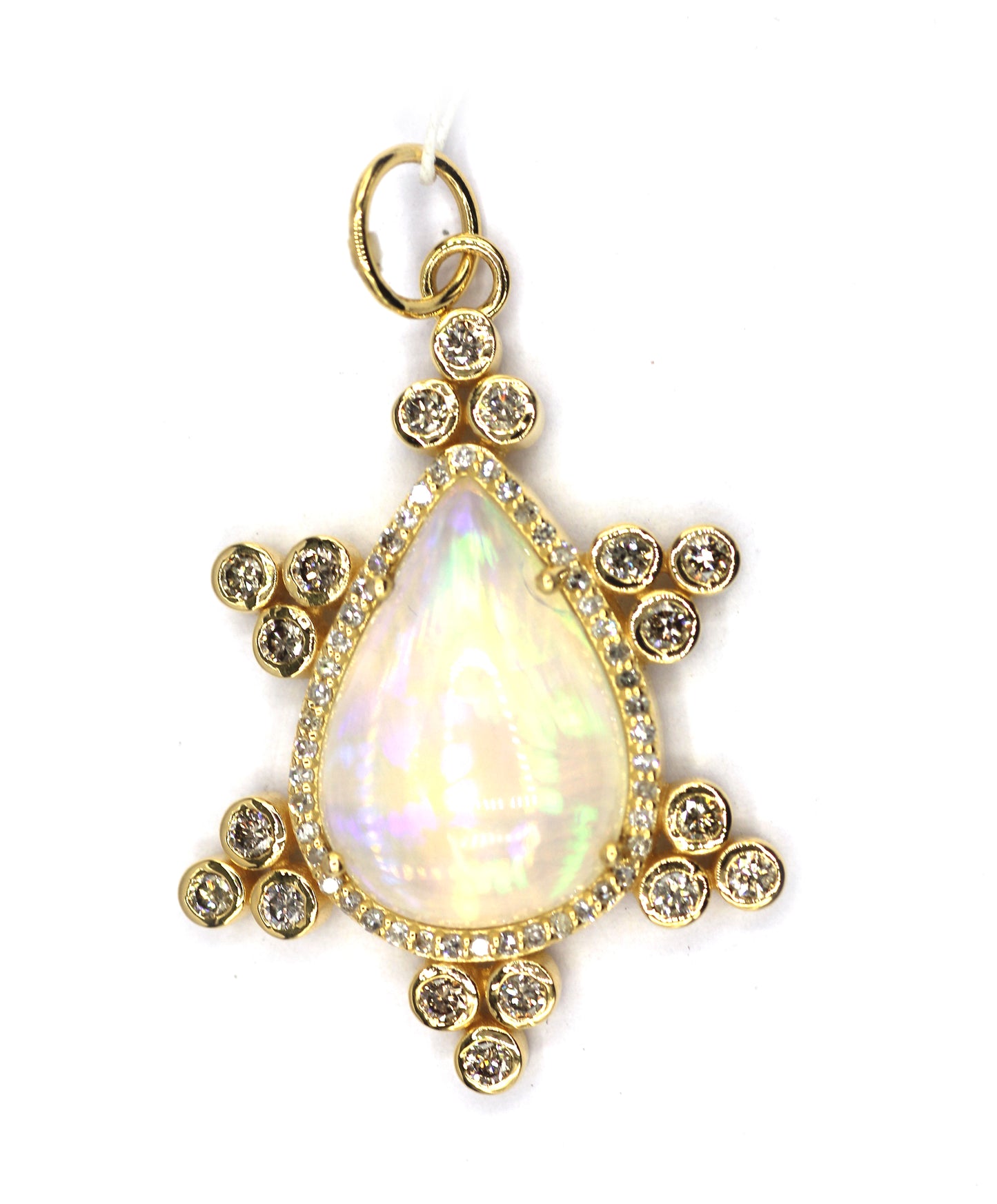 Ethiopian Opal 14k Solid Gold Diamond Pendant