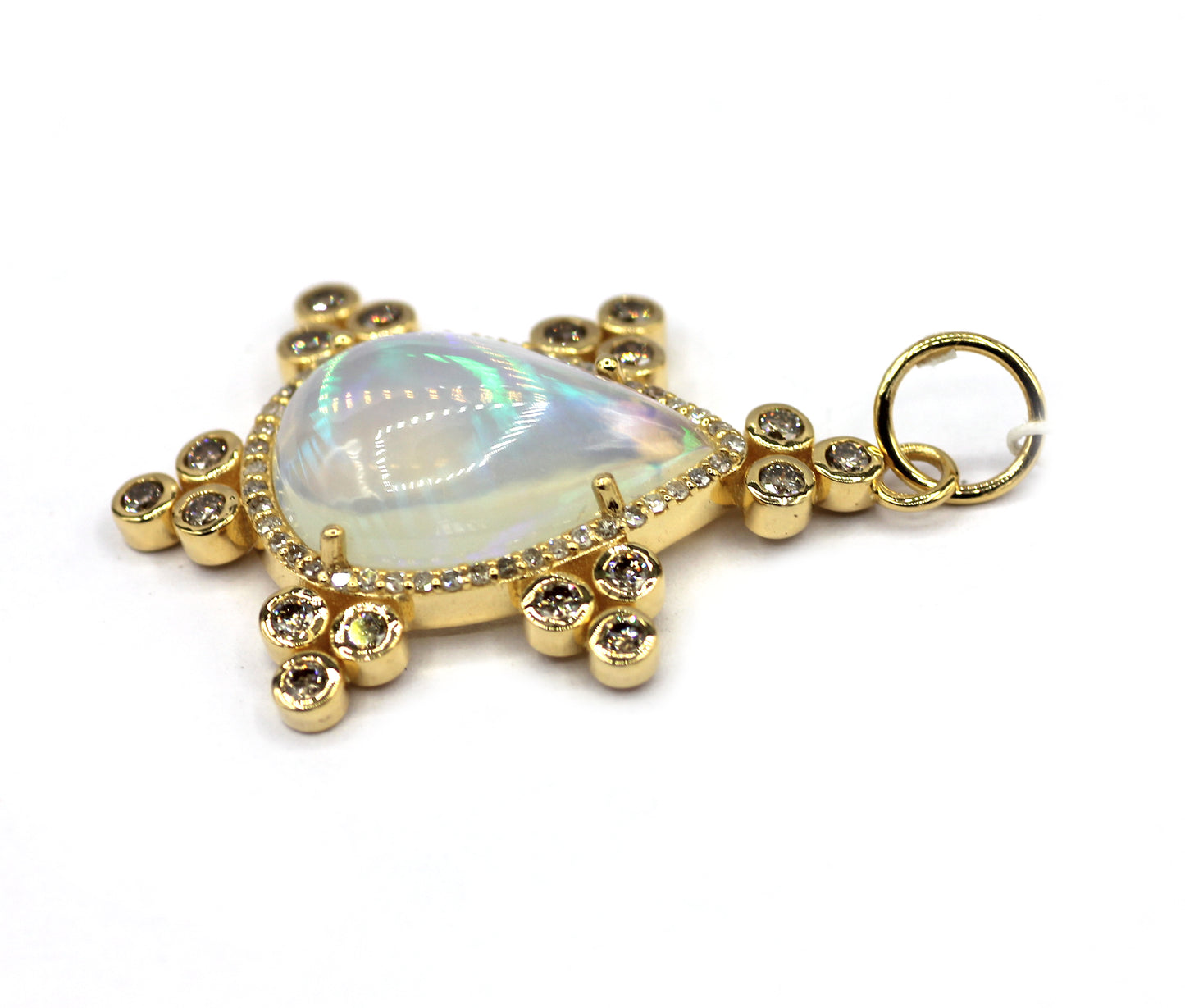 Ethiopian Opal 14k Solid Gold Diamond Pendant