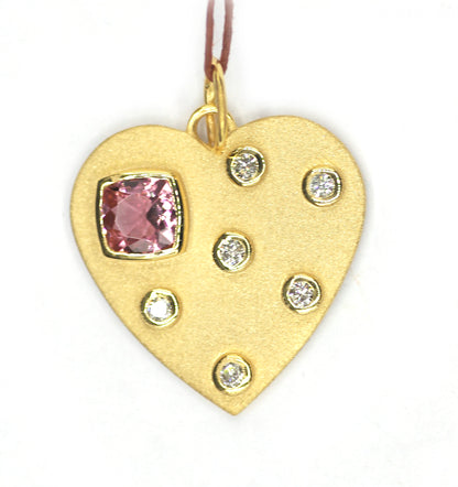 Heart 14k Solid Gold Diamond Pendant