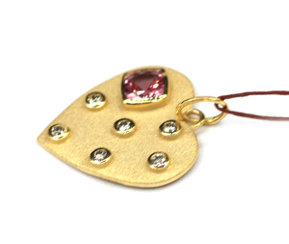 Heart 14k Solid Gold Diamond Pendant