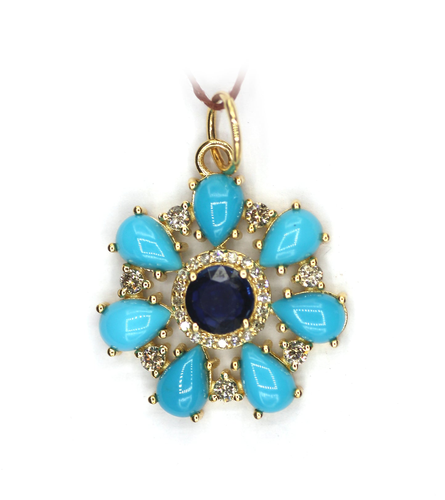 Flower 14k Solid Gold Diamond Pendant