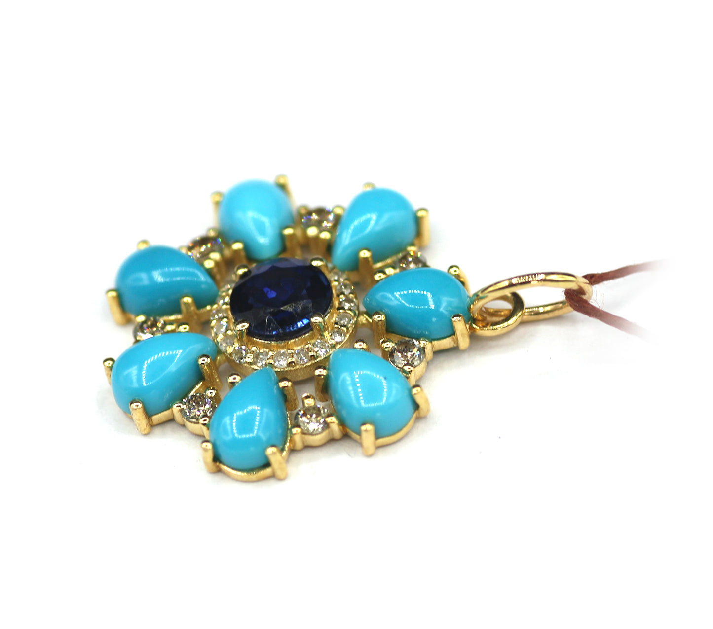 Flower 14k Solid Gold Diamond Pendant