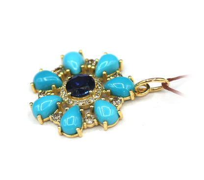 Flower 14k Solid Gold Diamond Pendant