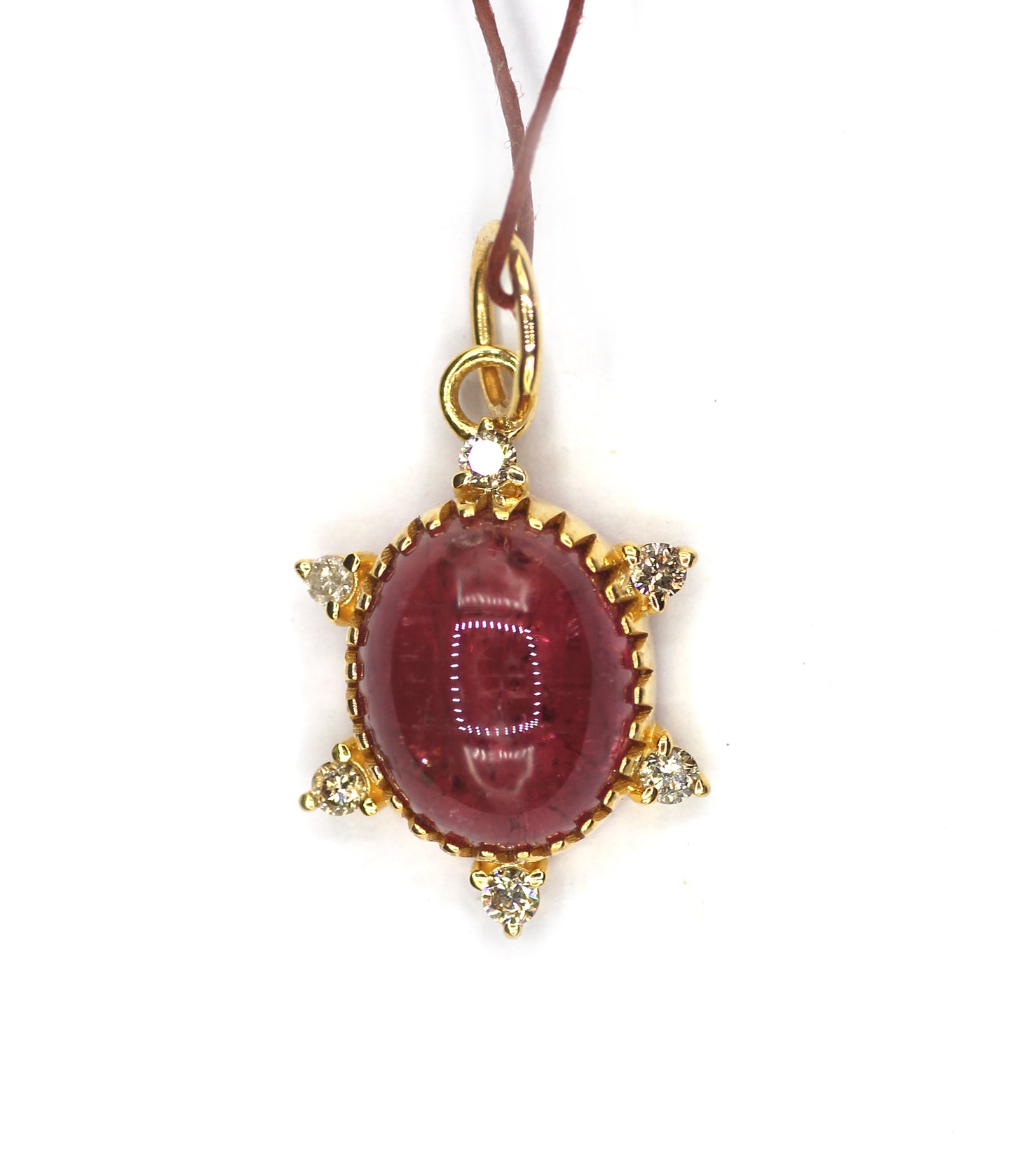 14k Solid Gold Tourmaline Stone Pendant