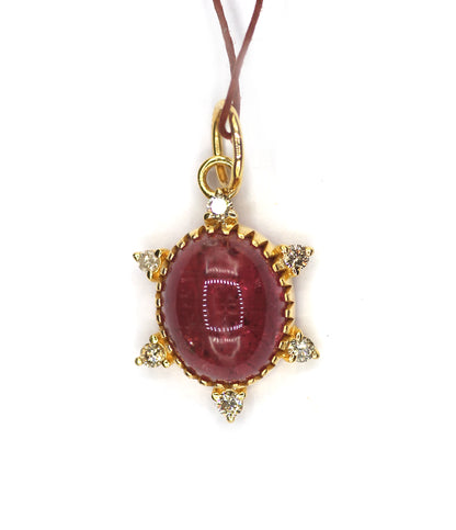 14k Solid Gold Tourmaline Stone Pendant