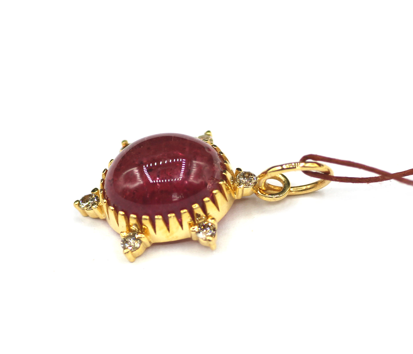 14k Solid Gold Tourmaline Stone Pendant