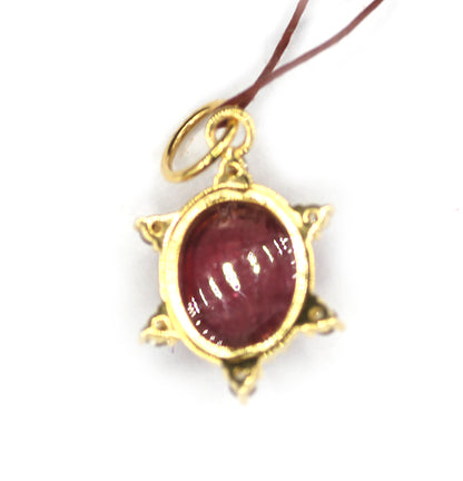 14k Solid Gold Tourmaline Stone Pendant