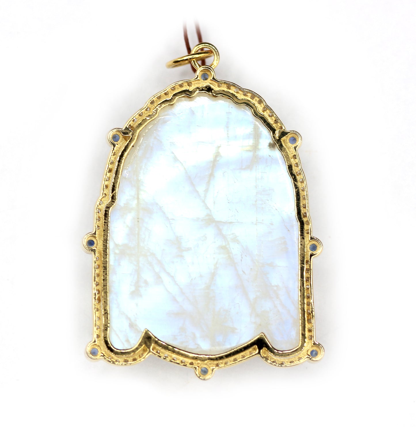Buddha 14k Solid Gold Diamond Moon Stone Pendant