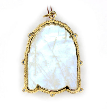 Buddha 14k Solid Gold Diamond Moon Stone Pendant