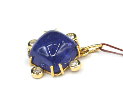 Tanzanite 14k Solid Gold Diamond Pendant