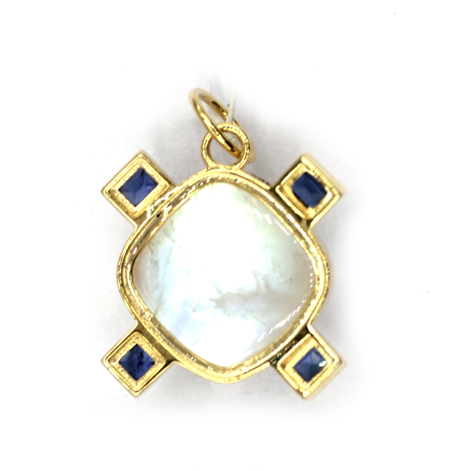 Rainbow Moonstone 14k Solid Gold Pendant