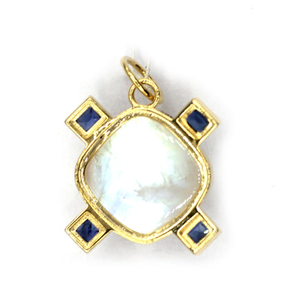 Rainbow Moonstone 14k Solid Gold Pendant