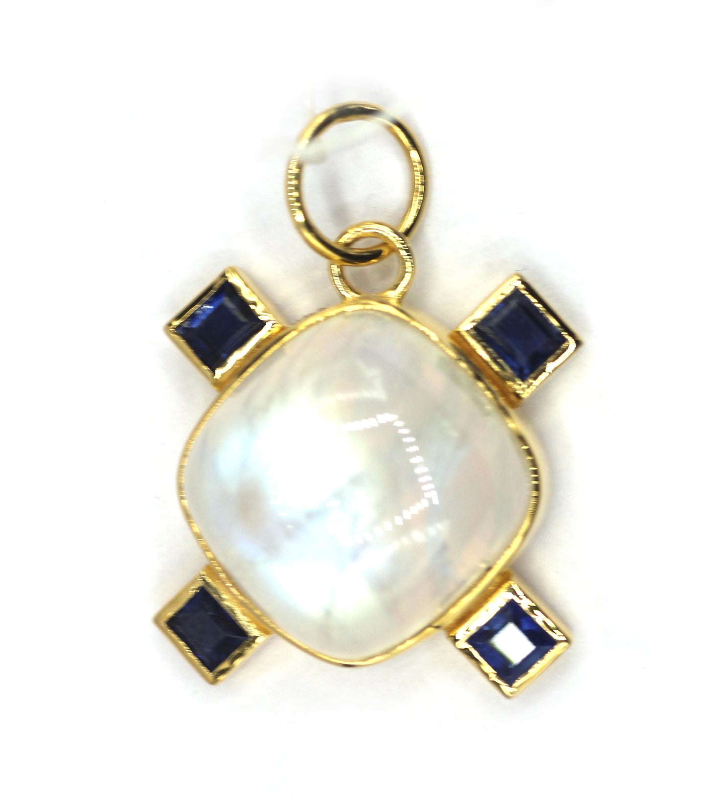 Rainbow Moonstone 14k Solid Gold Pendant