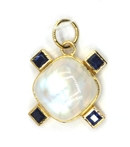 Rainbow Moonstone 14k Solid Gold Pendant