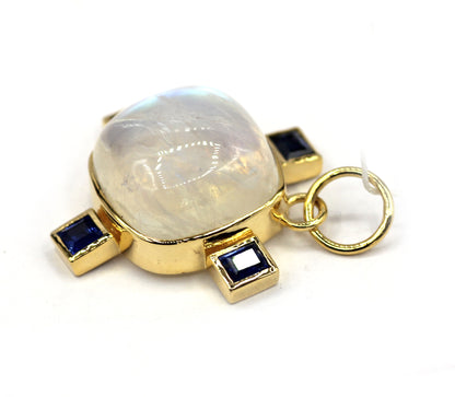 Rainbow Moonstone 14k Solid Gold Pendant