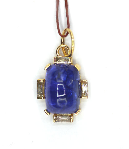 Tanzanite 14k Solid Gold Diamond Pendant