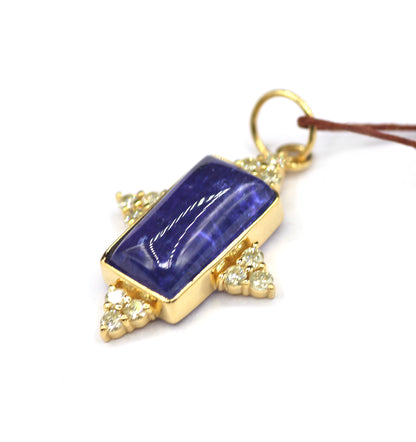 Tanzanite 14k Solid Gold Diamond Pendant