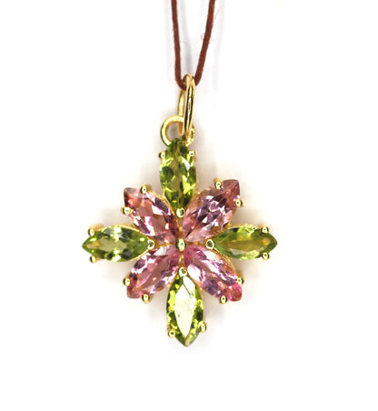 14k Solid Gold Tourmaline Stone Pendant