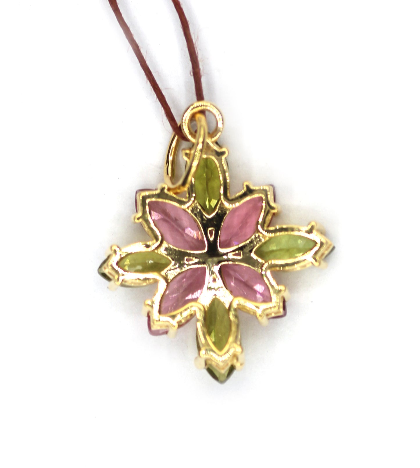 14k Solid Gold Tourmaline Stone Pendant