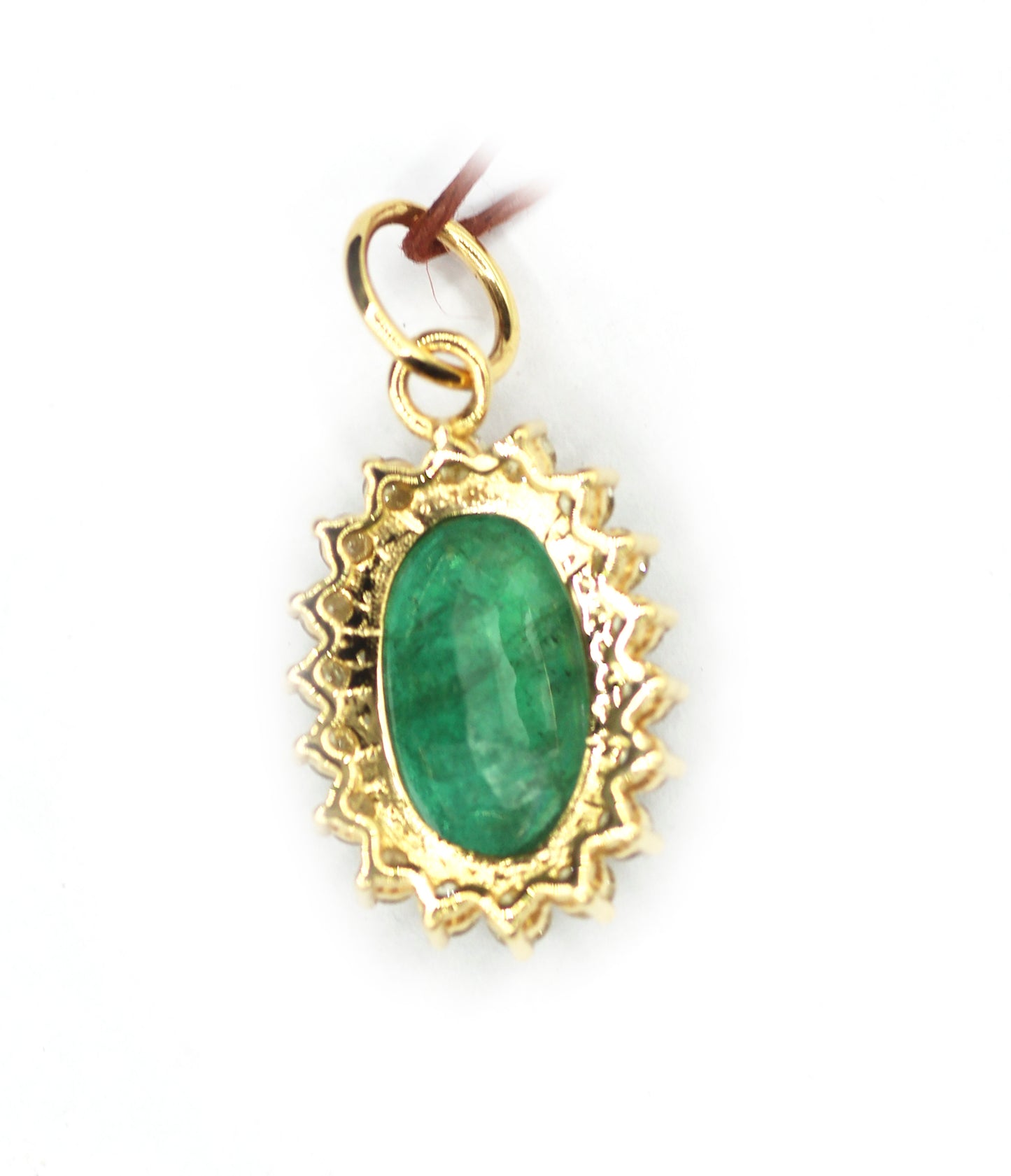 Emerald 14k Solid Gold Diamond Pendant