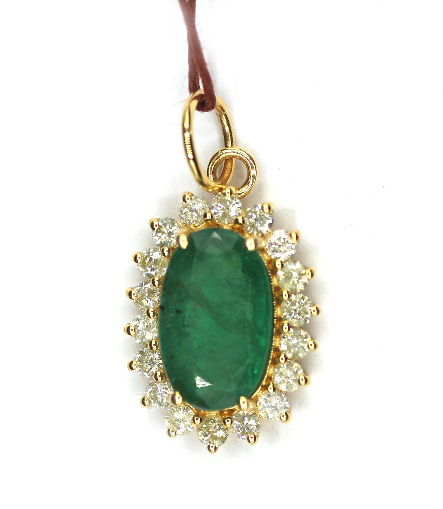 Emerald 14k Solid Gold Diamond Pendant