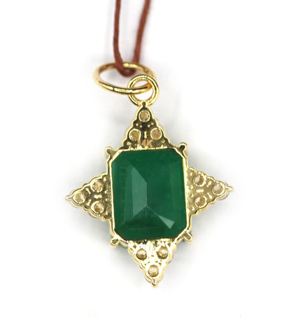 Emerald 14k Solid Gold Diamond Pendant