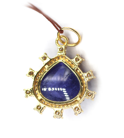 Tanzanite 14k Solid Gold Diamond Pendant
