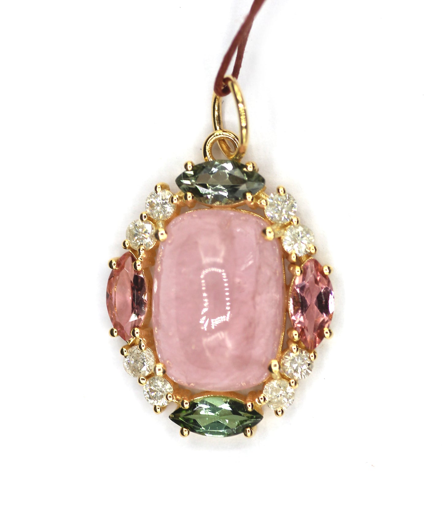 Oval 14k Solid Gold Diamond Pendants