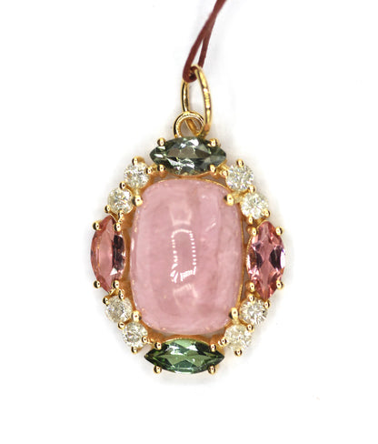 Oval 14k Solid Gold Diamond Pendants