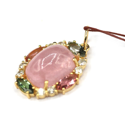 Oval 14k Solid Gold Diamond Pendants